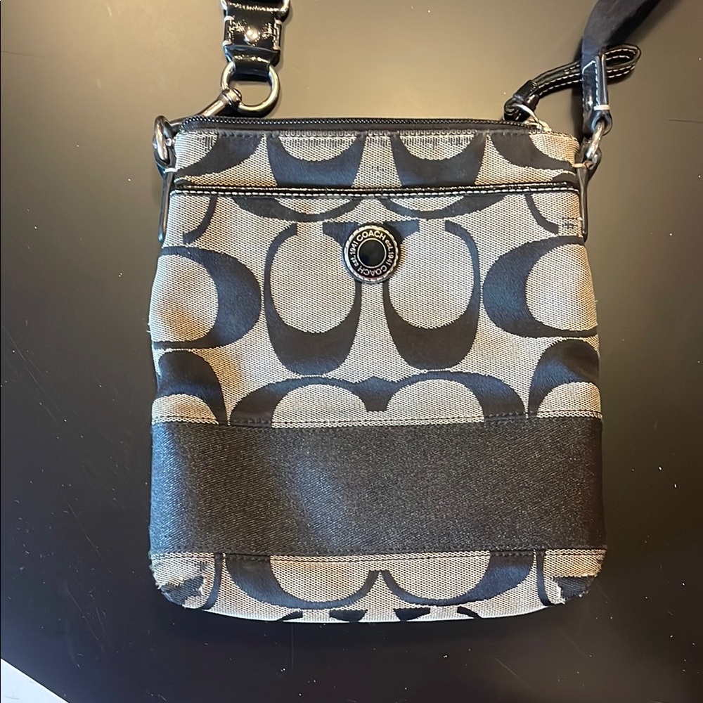Coach Signature Crossbody Bag in Black and Khaki
